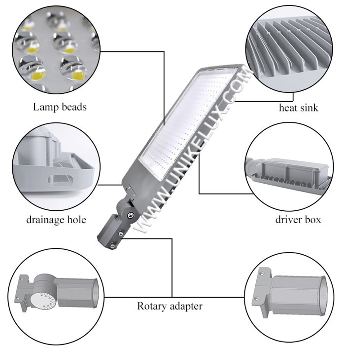 7800lm Outdoor Integrated LED Street Light Adjustable Angle IK09 Grade