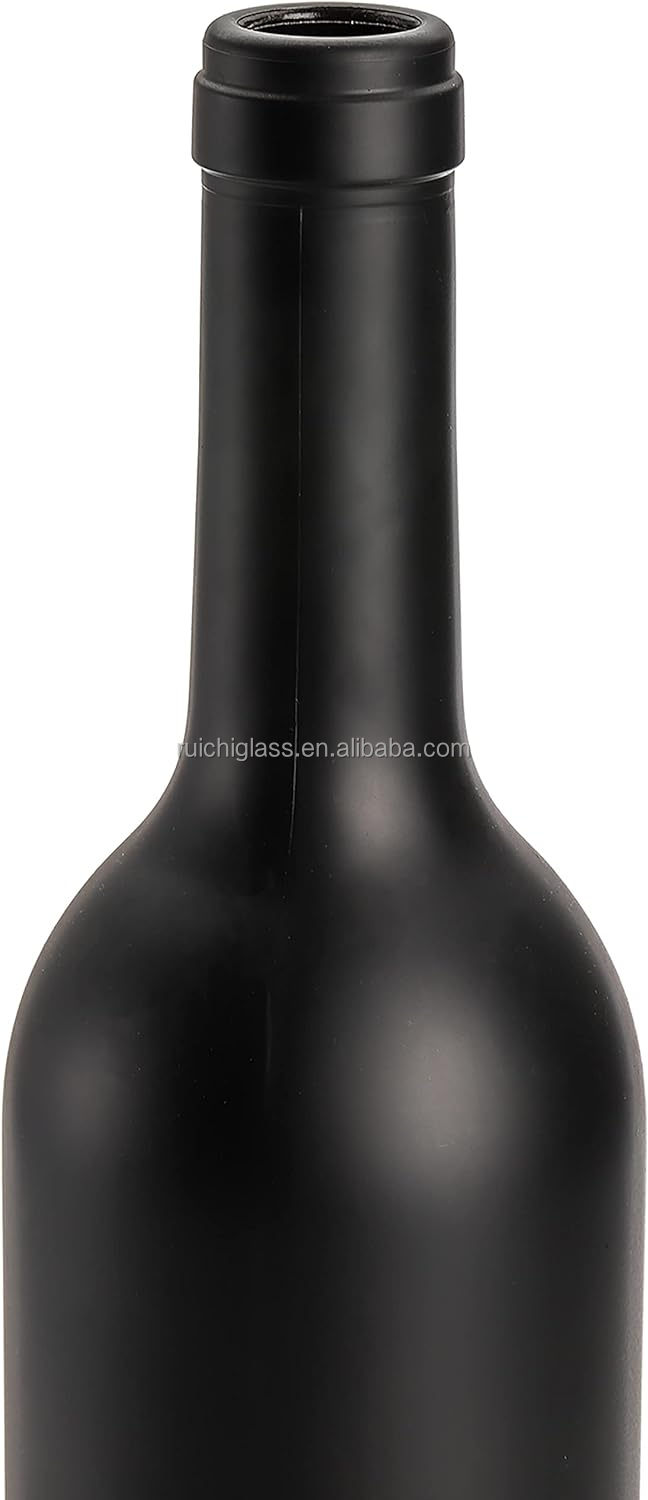 Custom Black Matte Glass Olive Oil Bottle with Lid 500ml 750ml 1L Durable and Stylish