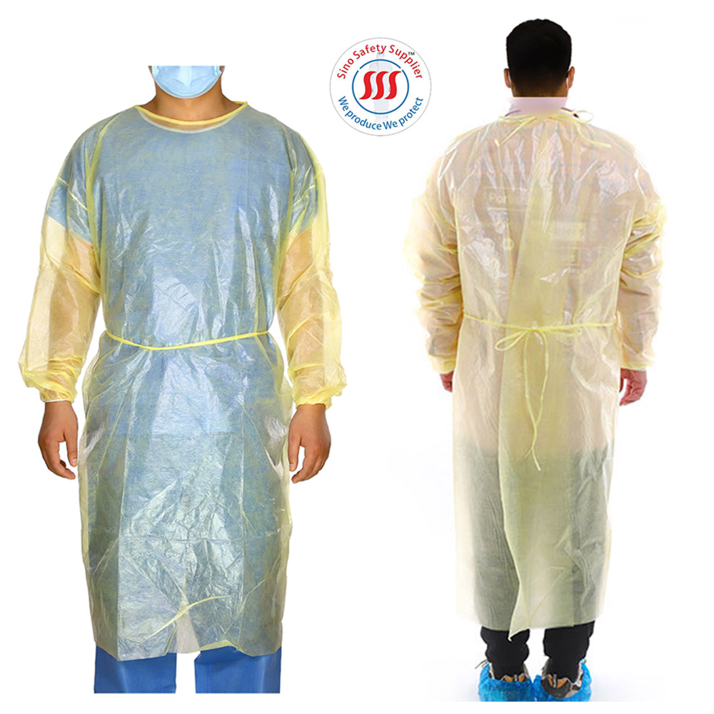 Non Woven Pp Pe Coated Yellow Disposable Surgical Gown For Doctors