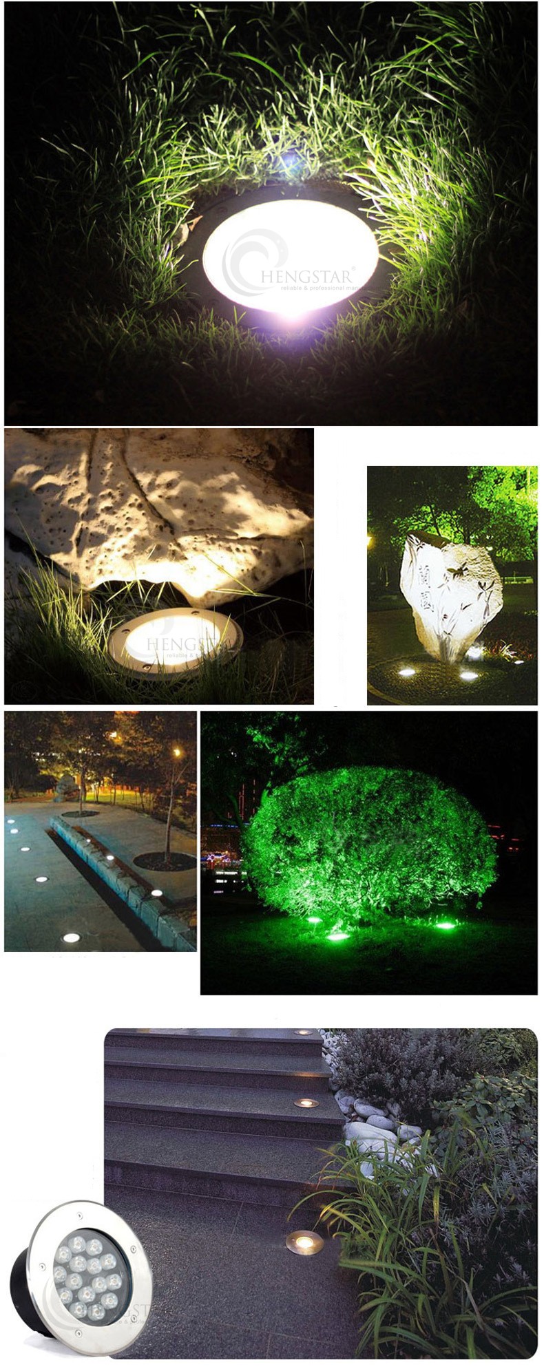 IP65 Outdoor Solar Powered LED Ground Lights Stainless Steel Body High Brightness