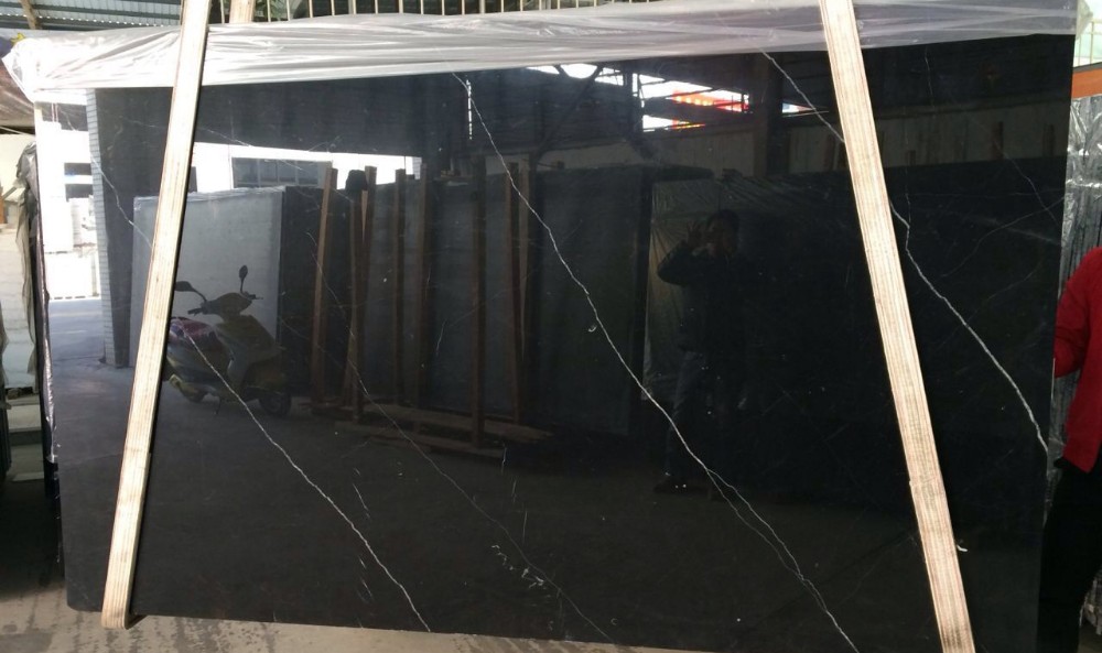 China Cheap black and white marble slab 2 cm natural stone slab