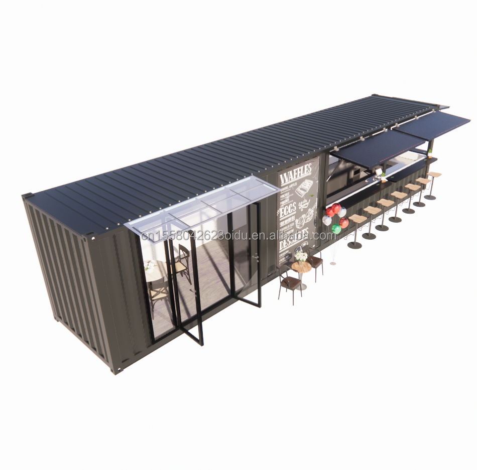 Galvanized Steel Square Tubes Main Structure 20ft-40ft Custom Modular Container Coffee Shop Food Stall with Modern Design
