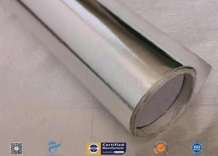0.45mm Thick 13oz Silver Coated Fabric With Aluminium Foil For Facing