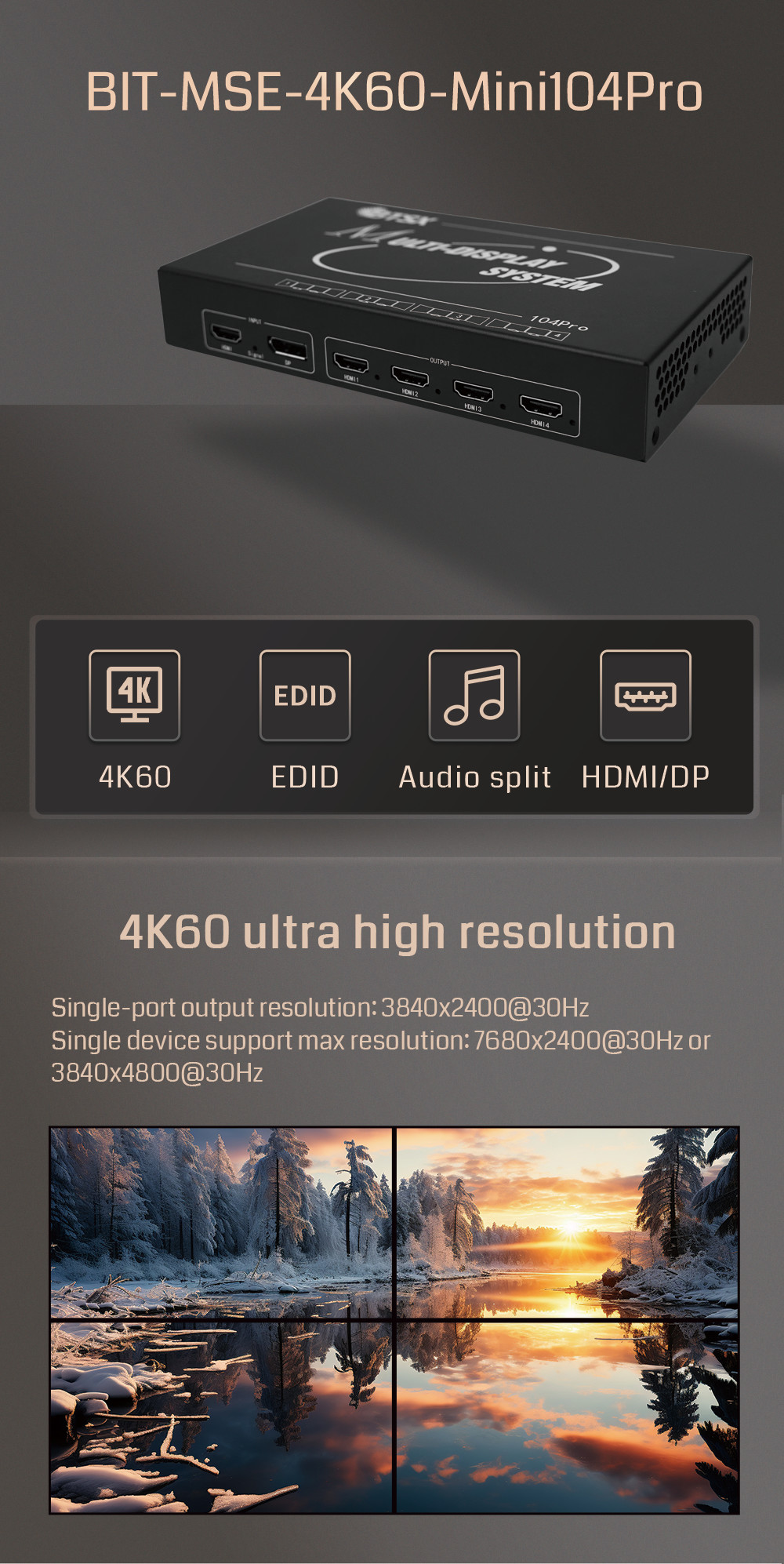 HDMI / DP 4K Video Wall Controller For Multi Channel Projection Fusion
