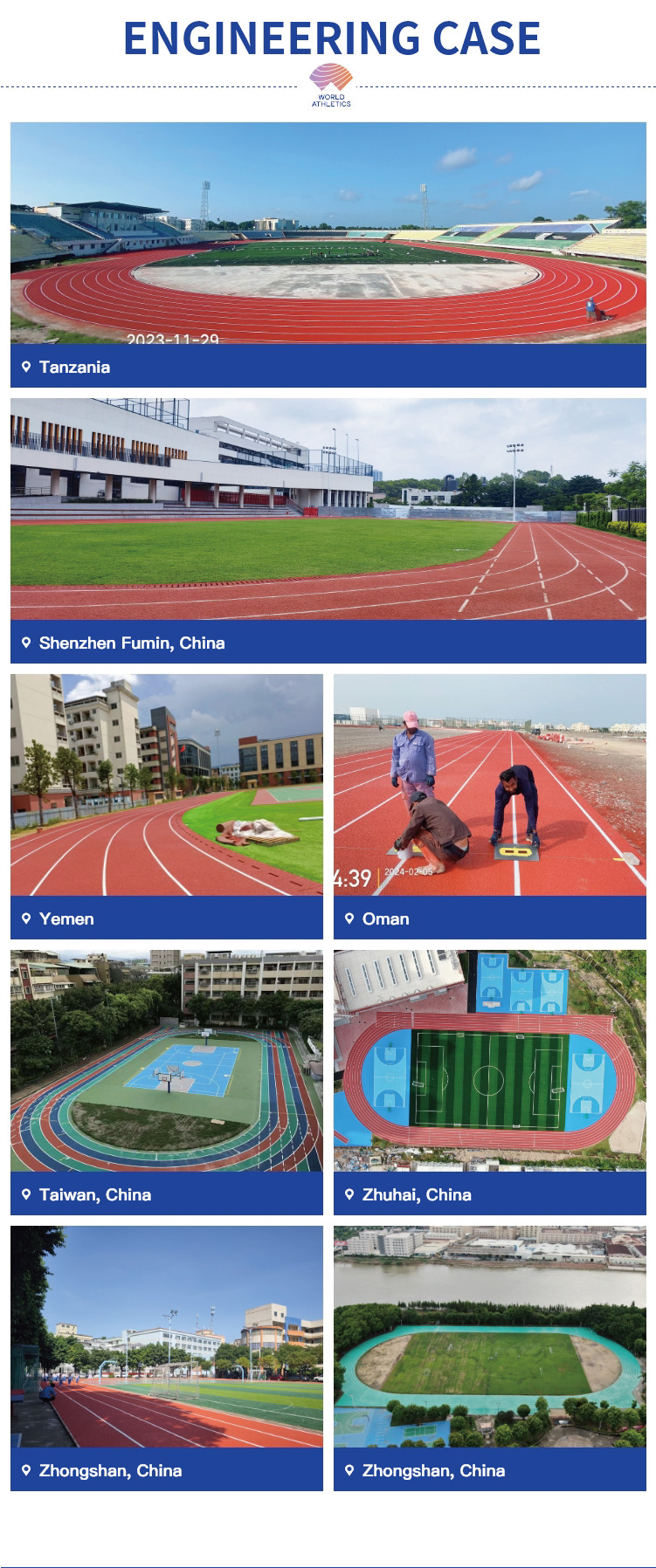 Long Lasting 13-25 mm Sandwich Plastic Running Track with 10-Years Warranty for Track and Field