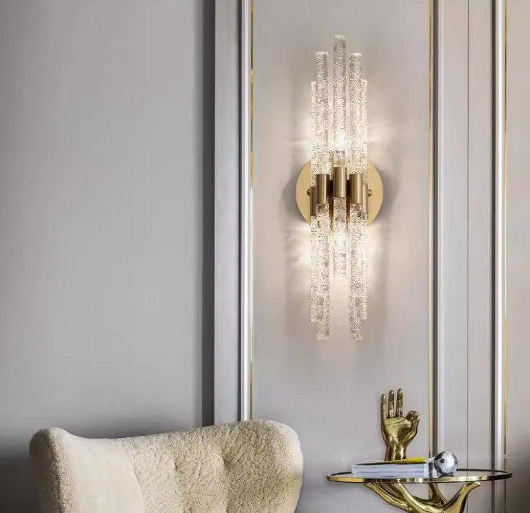 French style living room background wall crystal wall lamp corridor staircase aisle art lighting master bedroom bedside creative wall lamp