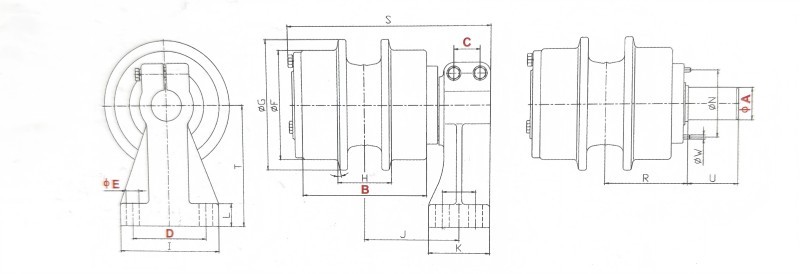 8-12mm HRC53-57 Bulldozer Upper Roller Top Roller Carrier Roller Undercarriage Parts For TAKEUCHI 60