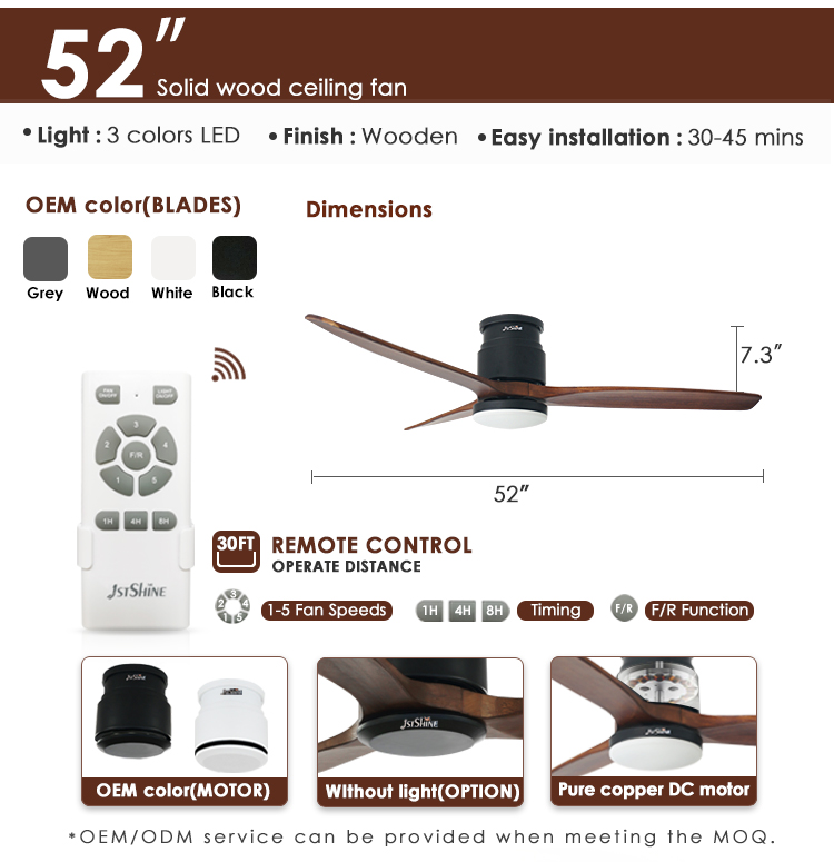 Low Ceiling Smart Control Energy Saving LED Lighting Ceiling Fan Modern Design 2- 1stshine