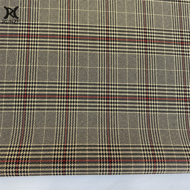 Medium Weight Recycled Polyester Woven RPET Yarn Dyed Check Fabric for Blazers and Formal Suits
