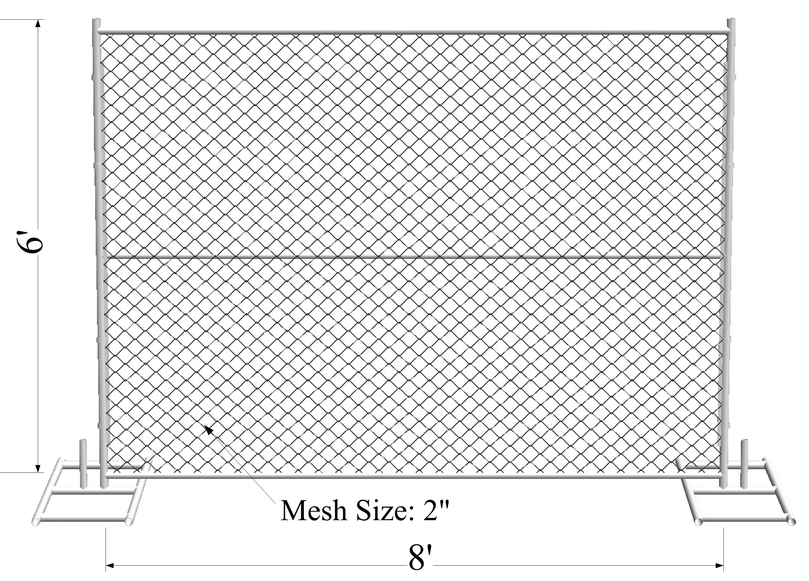 6' x 8' “Charming Baby” temporary chain link fence panels Outer Pipes1.4"(35mm ) tube Mesh 45mmx45mm high security