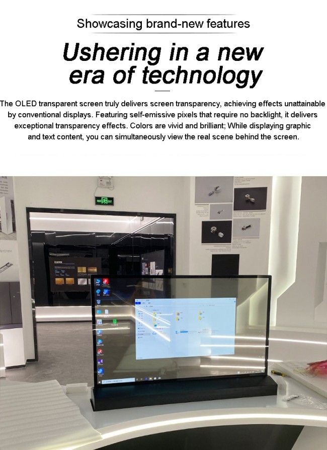 4K Ultra HD Resolution Transparent OLED Screen Digital Signage and Display with Pen/Finger Touch Writing Method 30 Inch