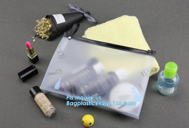 Zip lock frosted plastic slider PVC zipper packing bag for underwear / clothing / cosmetic, slider custom gift cosmetic