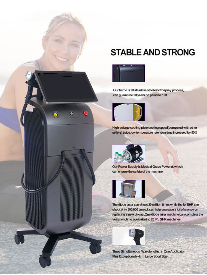 ICE Cooling Triple Wave Laser Hair Removal 755nm 808nm 1064nm 800W
