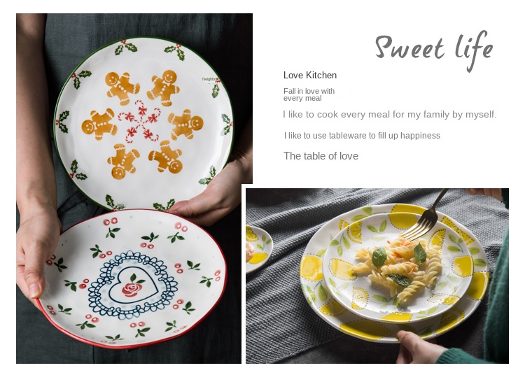 Nordic Style Porcelain Tableware Set , Hand Painted Ceramic Plates And Bowls For Hotel
