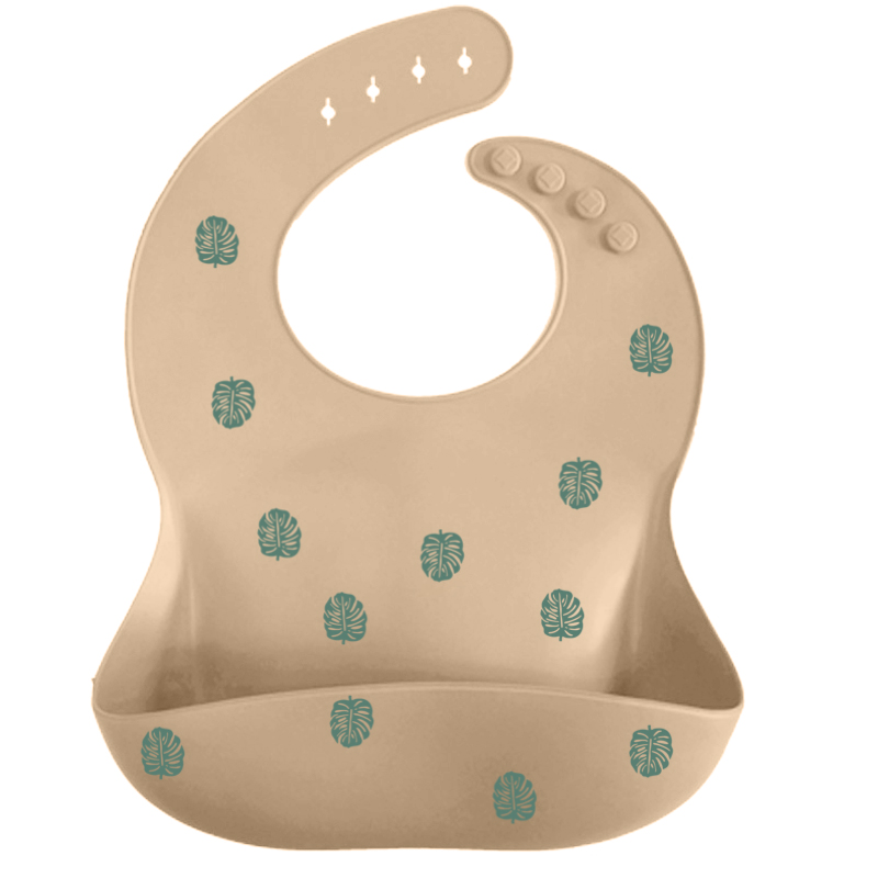 Custom Printing Mess Catching Silicone Baby Bib Lead Free Antibacterial
