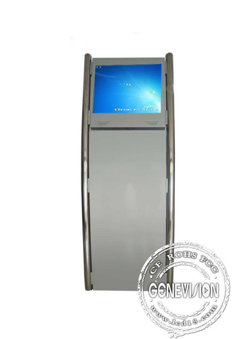 Android Touchscreen Wifi Digital Signage, Floorstanding Silver LCD Advertising Stand