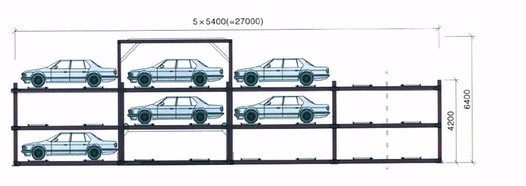PXD Stereocopic Stacker Car Parking System 3 Levels Horizontal Elevator