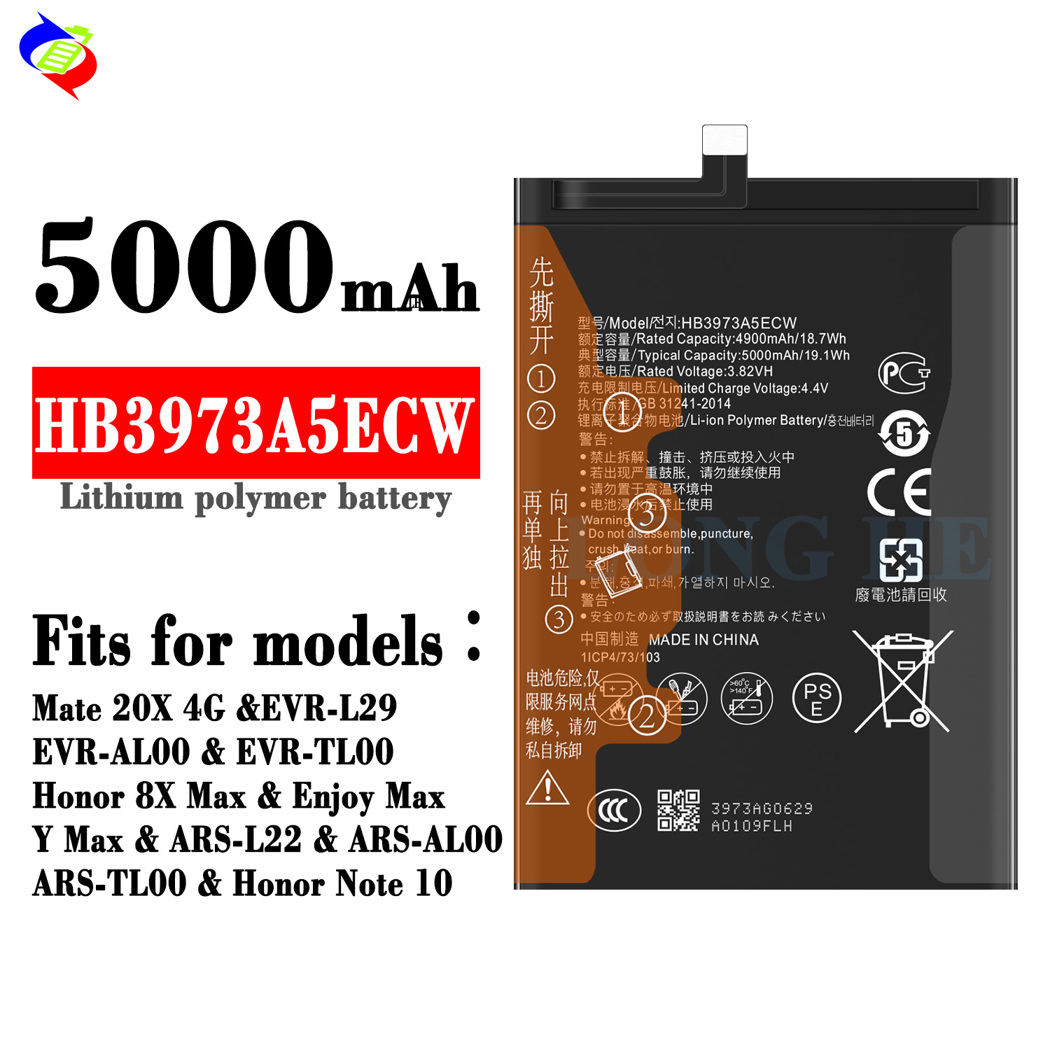 Compatible For HUAWEI HB3973A5ECW Original Capacity Mobile Phone Battery for Mate20X
