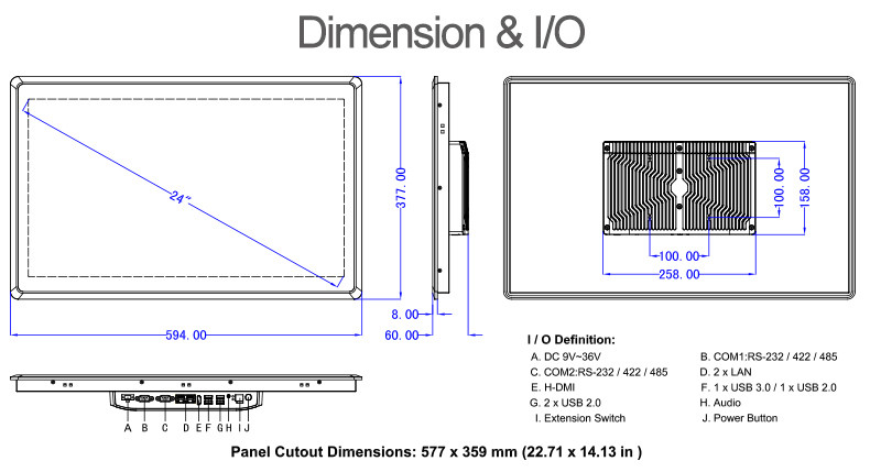 IP65 Waterproof AiO Capacitive Touch PC 24 Inch J1900 Quad Core VESA