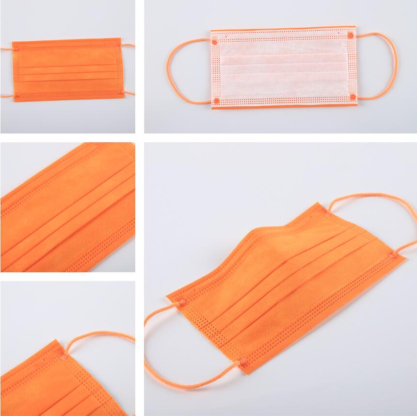 EN14683 2019 Disposable Orange Surgical Colorful Medical Face Mask CE Adult Class II Personal Respiratory Protection 3 Years S&J