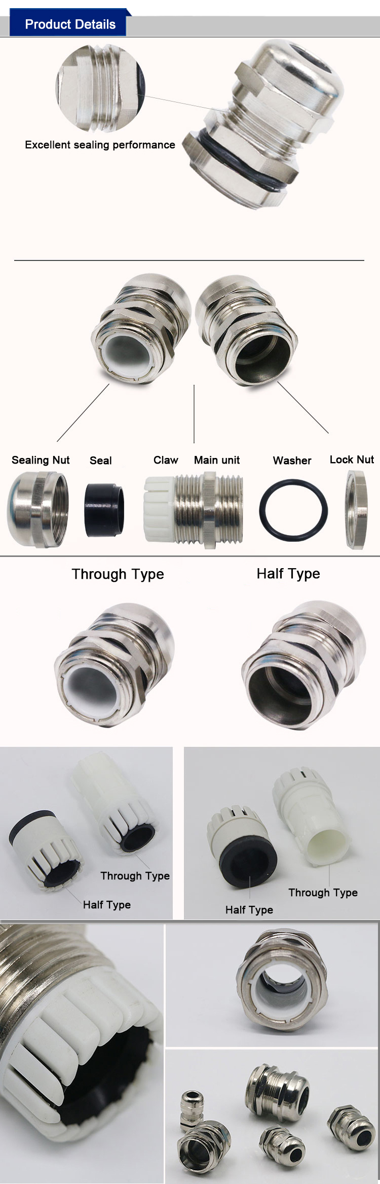 Top quality stainless steel waterproof IP68cable gland