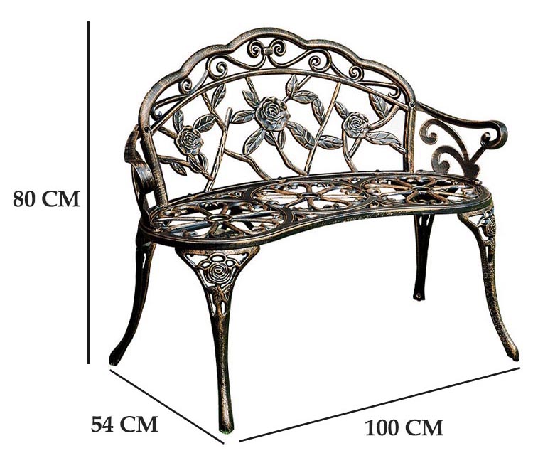 Metal Type Aluminum Love Seat Bench for Outdoor Patio Garden Balcony in Modern Design