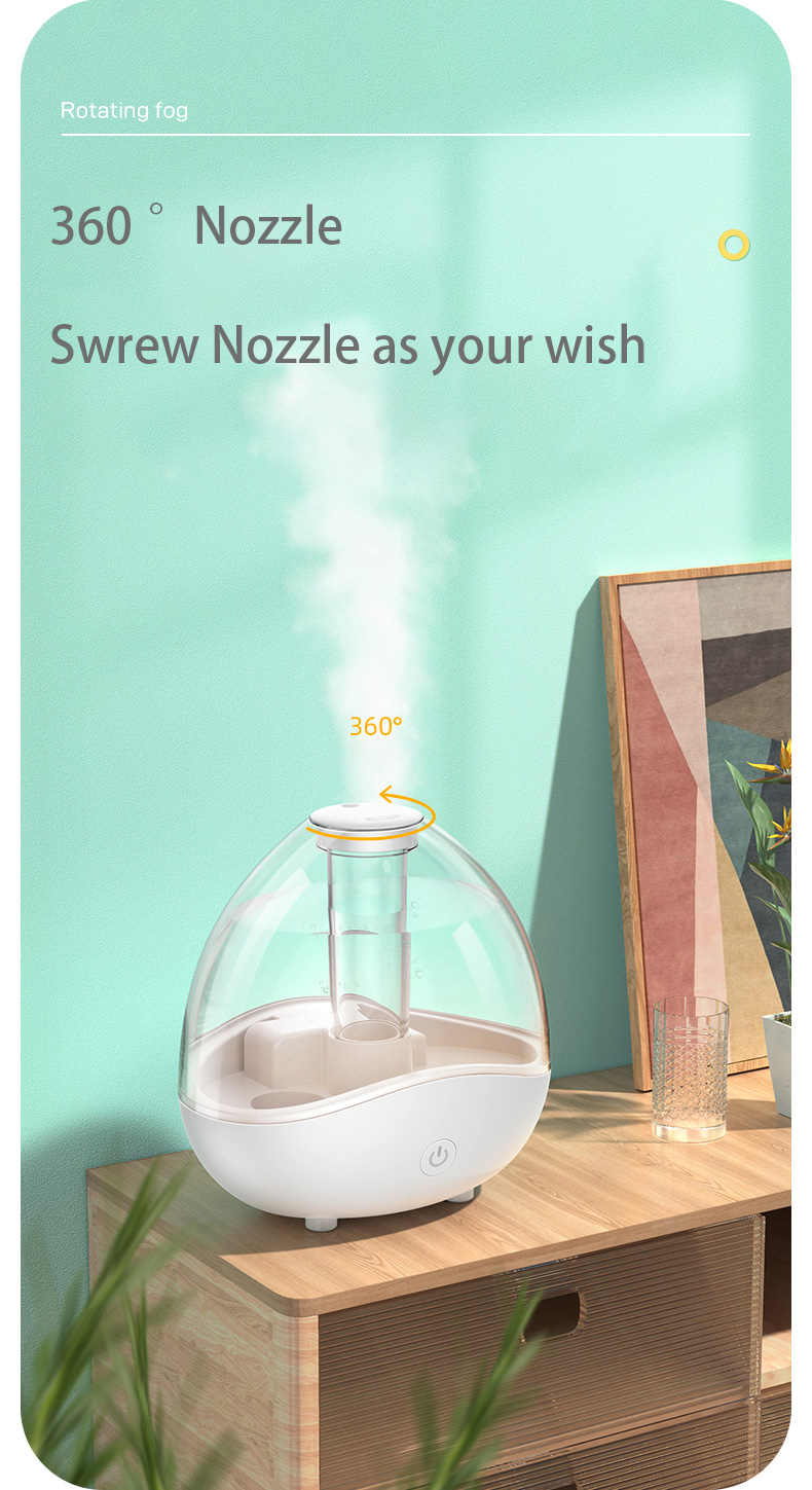 HOMEFISH Ultrasonic Cool Mist Atomization Humidifier 150mL/H-250mL/H