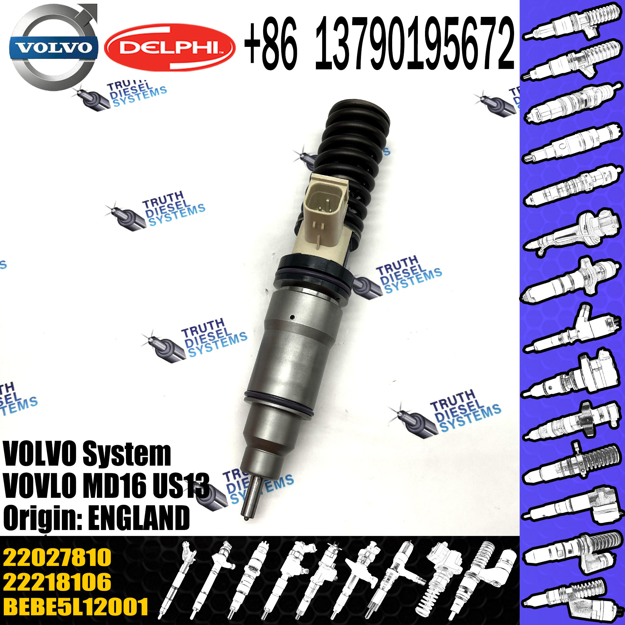 21977918 21914027 Diesel Engine Fuel 22089886 22218106 22027810 Bebe5l14001 For VOL Test Common Rail Injector