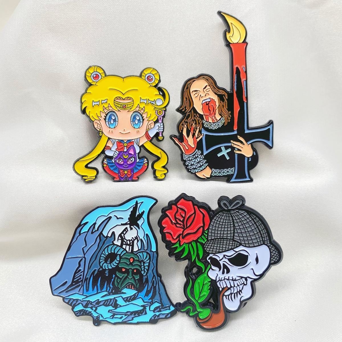 Decoration Mexican Custom Hard Enamel Pins Custom Enamel Pin Maker Diamond Frame