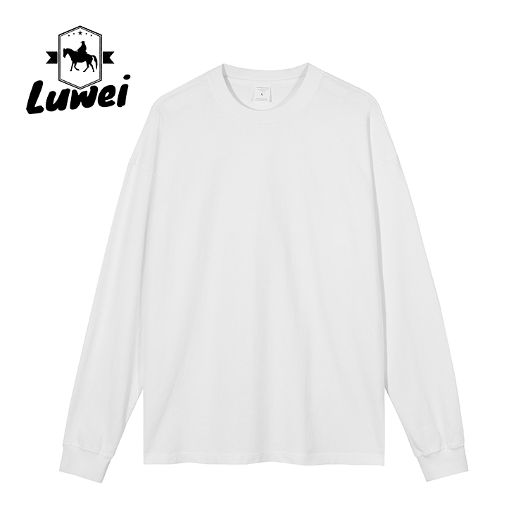Long Sleeve Heavyweight Cotton Hoodie Grey Crew Neck Vintage Man Sweatshirts