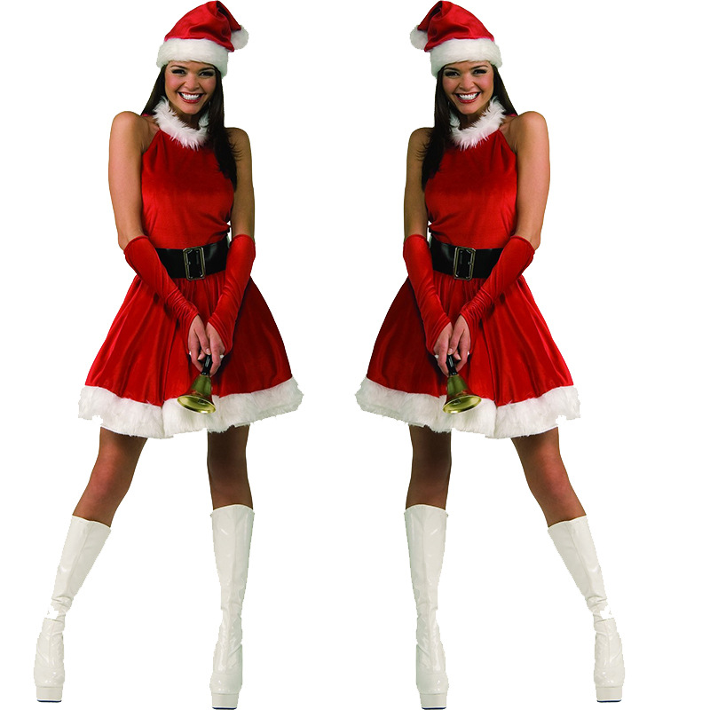 Red Santa Claus Outfit for Women Custom Size Xmas Mrs Claus Costume Stage Dancerwear