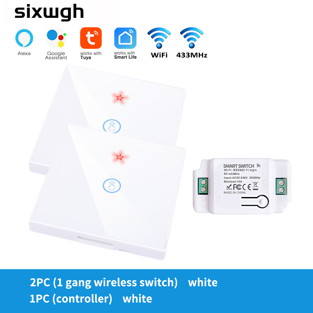 SIXWGH Tuya Wifi Connected Light Switch Home Automation Touch Wall Switch Controller