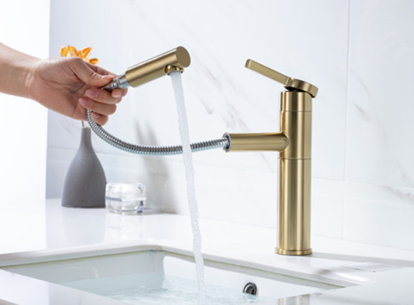 ABS Handle Chrome Pull Out Spray Tap Exposed Wall Mount