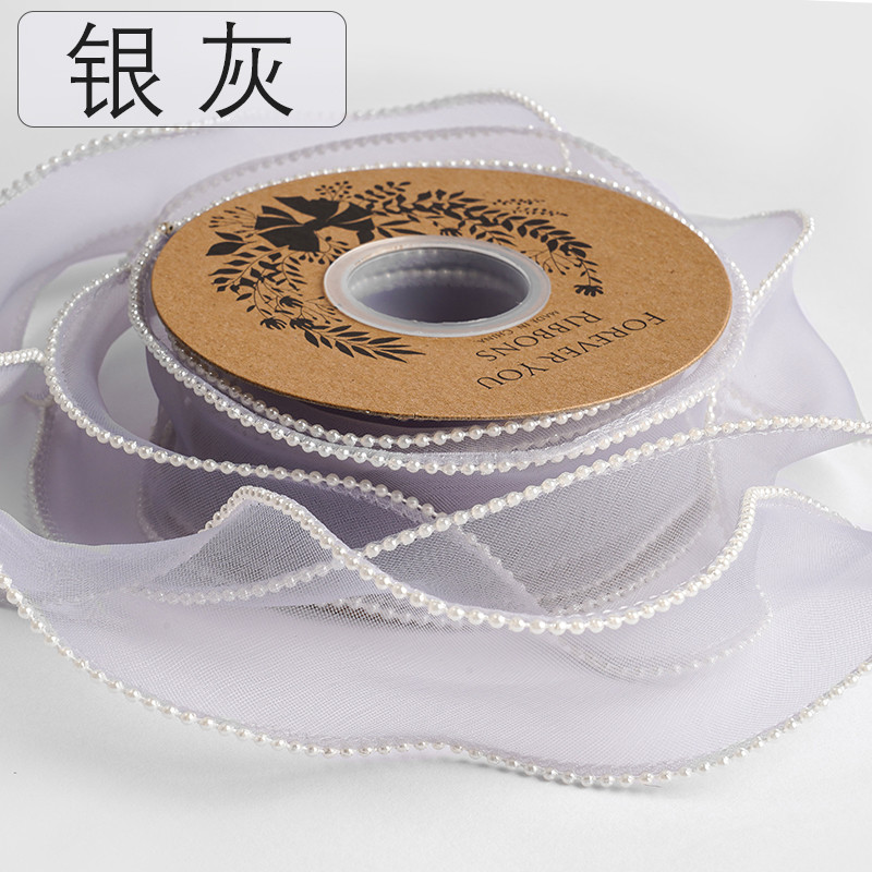 40mm Pearl Edge Polyester Organza Ribbon for Luxury Gift Packing