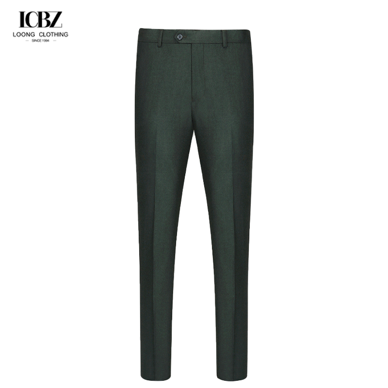 Black Blue Fabric Zipper Work Pants Trousers for Men 70% Wool Stretchable Cotton Spandex