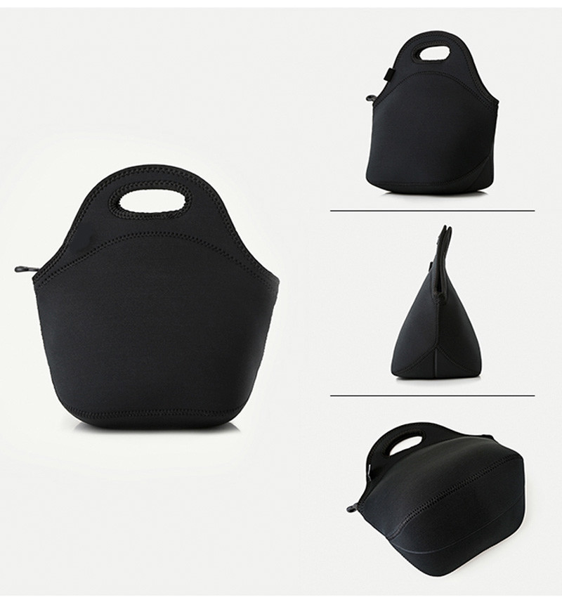 Eco Friendly Dustproof Black Neoprene Lunch Tote Bag
