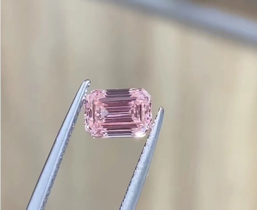 Synthetic Emerald Cut Lab Grown Pink Diamonds Jewelry Fancy Light Grade