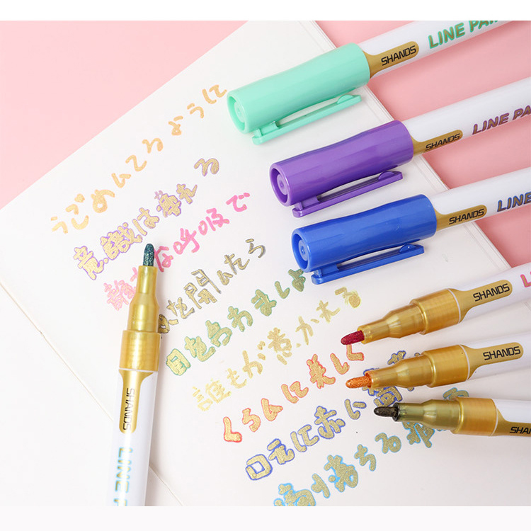 Double line outline pen 9 colors marker highlighter color marker fluorescence pen