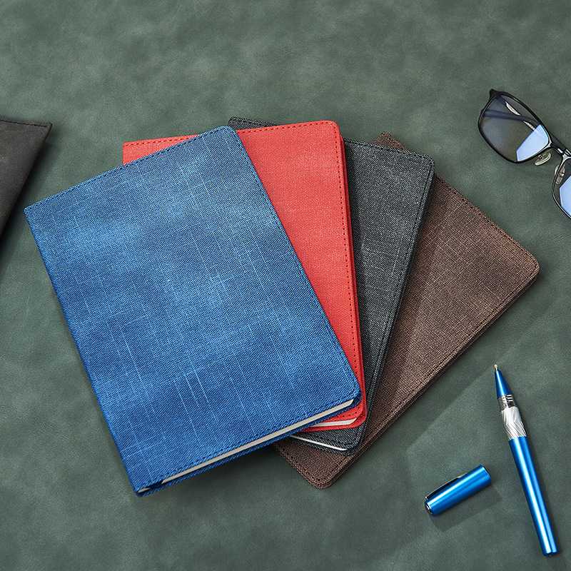 Custom Logo A5 Leather Business Office Stationery Sewing Binding Notepad Gift Box Set