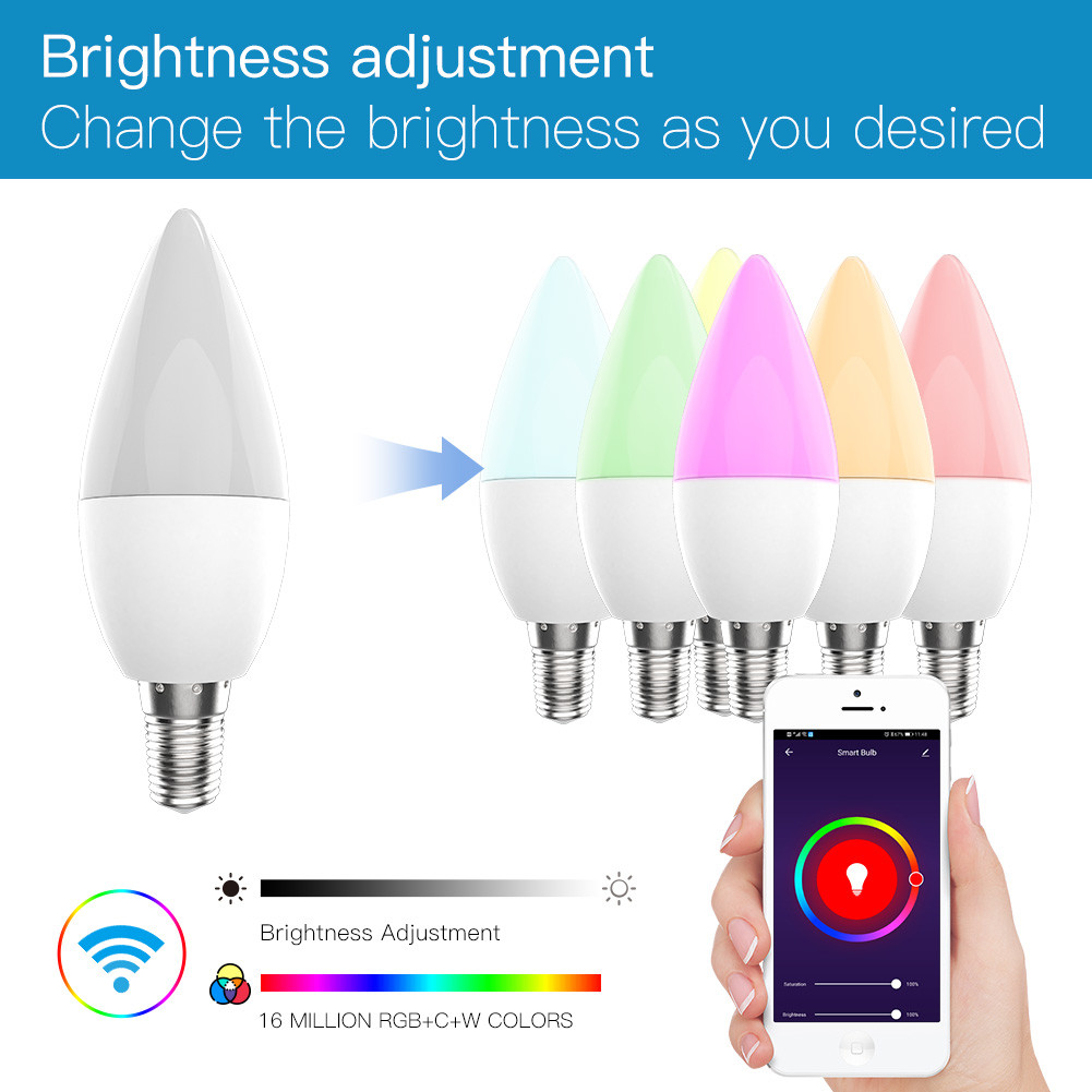 Tuya AC100V 240V Voice Control Light Bulb 4.5W 350LM 2700K-6500K Dimmable Multicolor