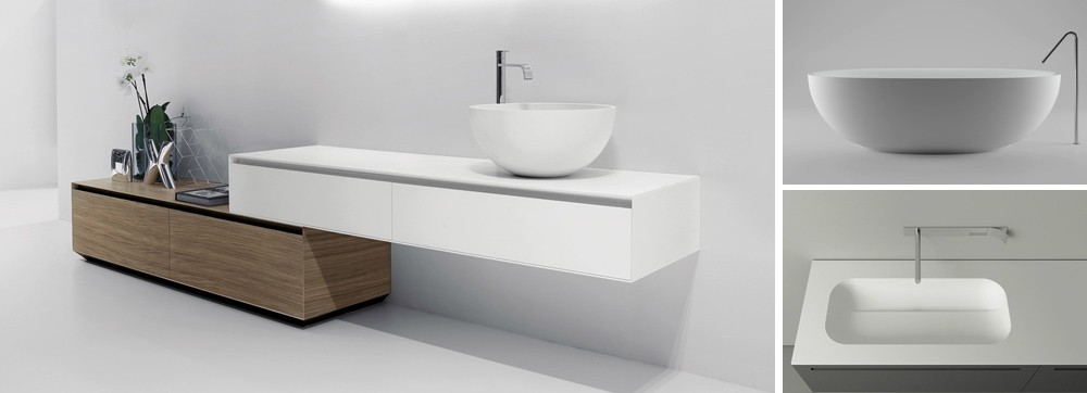White quartz integral basin sink for hospitality renovation