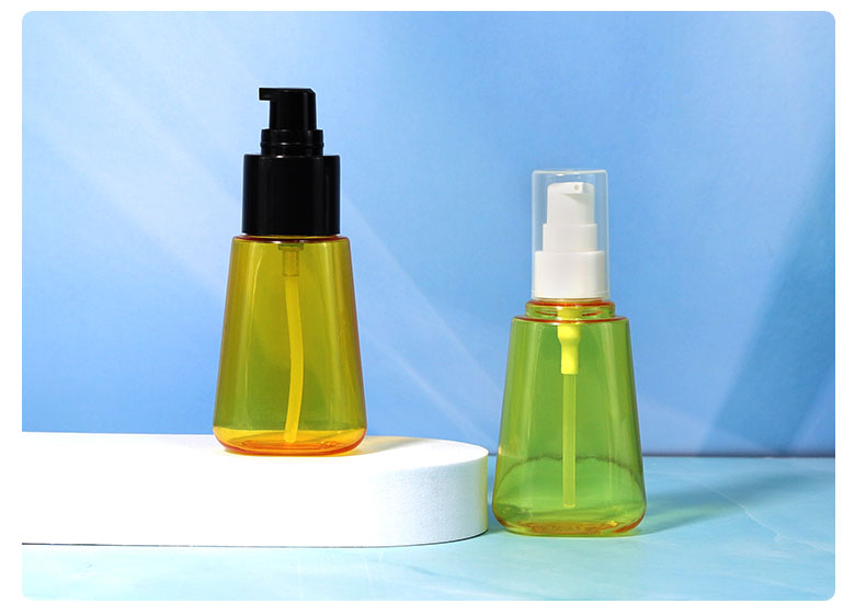 PET Clear Lotion Bottle Cosmetic Hair Oil Empty Bottle 70ml With Black Pump Head
