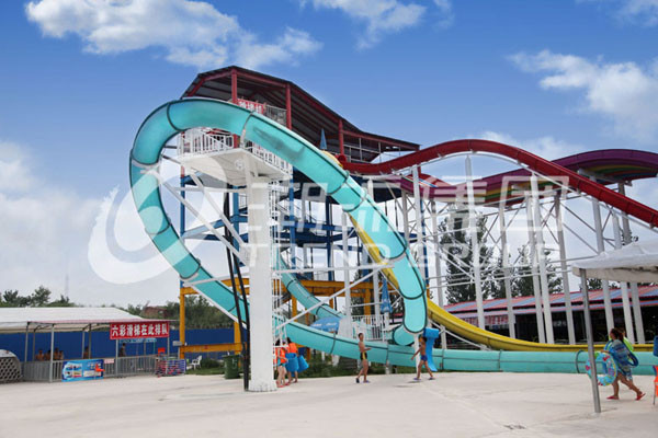 Aqua Park Equipment Fiberglass Pool Slide With Galvanized Carbon Steel Frame for Outdoor / Indoor Water Park
