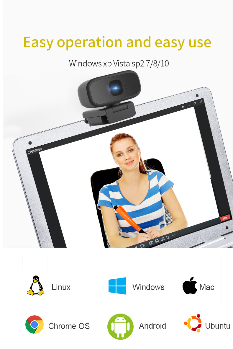 Manual Focus HD 720p 14MP Mini USB Webcam 360 Degree Wide Angle
