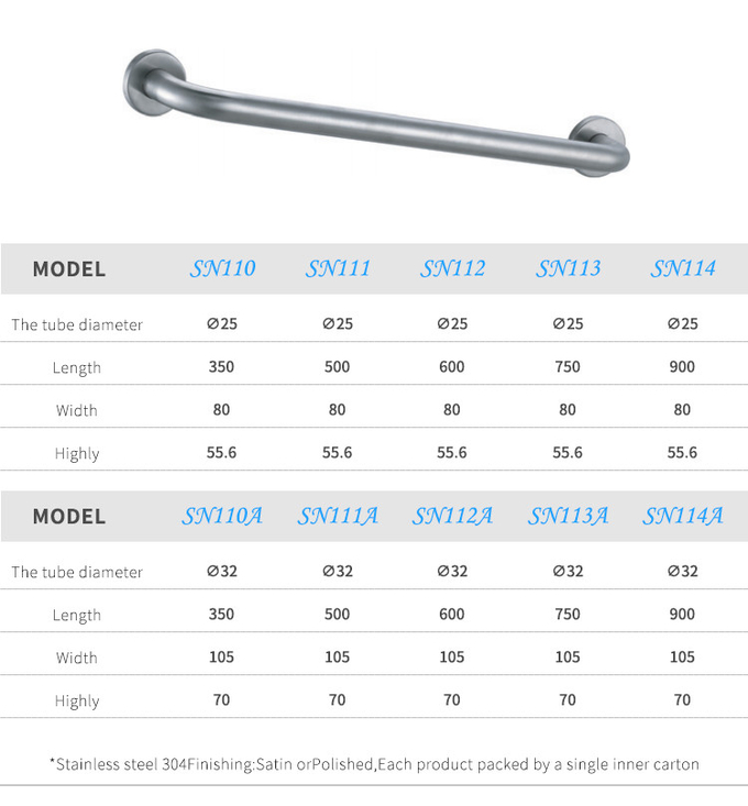 Basics Bathroom Handicap Toilet Bars Safety 35cm 90cm
