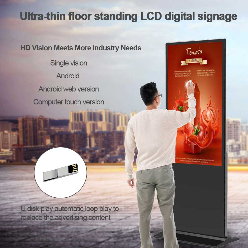 VETO 43 49 55 Inch 4K Indoor Floor Standing Kiosk Digital Signage And Advertising Display For Shopping Mall Retail Store