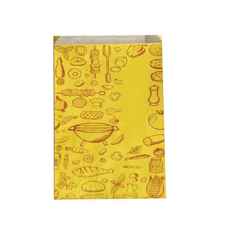 Print Disposable Grease Proof Coated Craft Paper Bag for Fast Food Takeaway Food Packaging