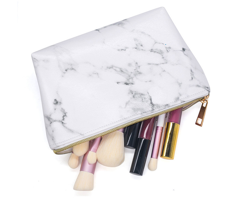 Custom Waterproof PU Leather Makeup Bag Marble Toiletry Travel Beauty Bag