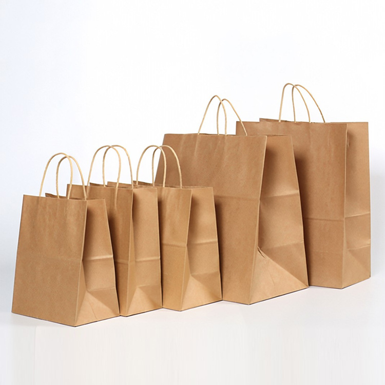 Custom Recyclable Paper Flat Bottom Kraft Paper Shopping Bag for Tea Coffee Packaging