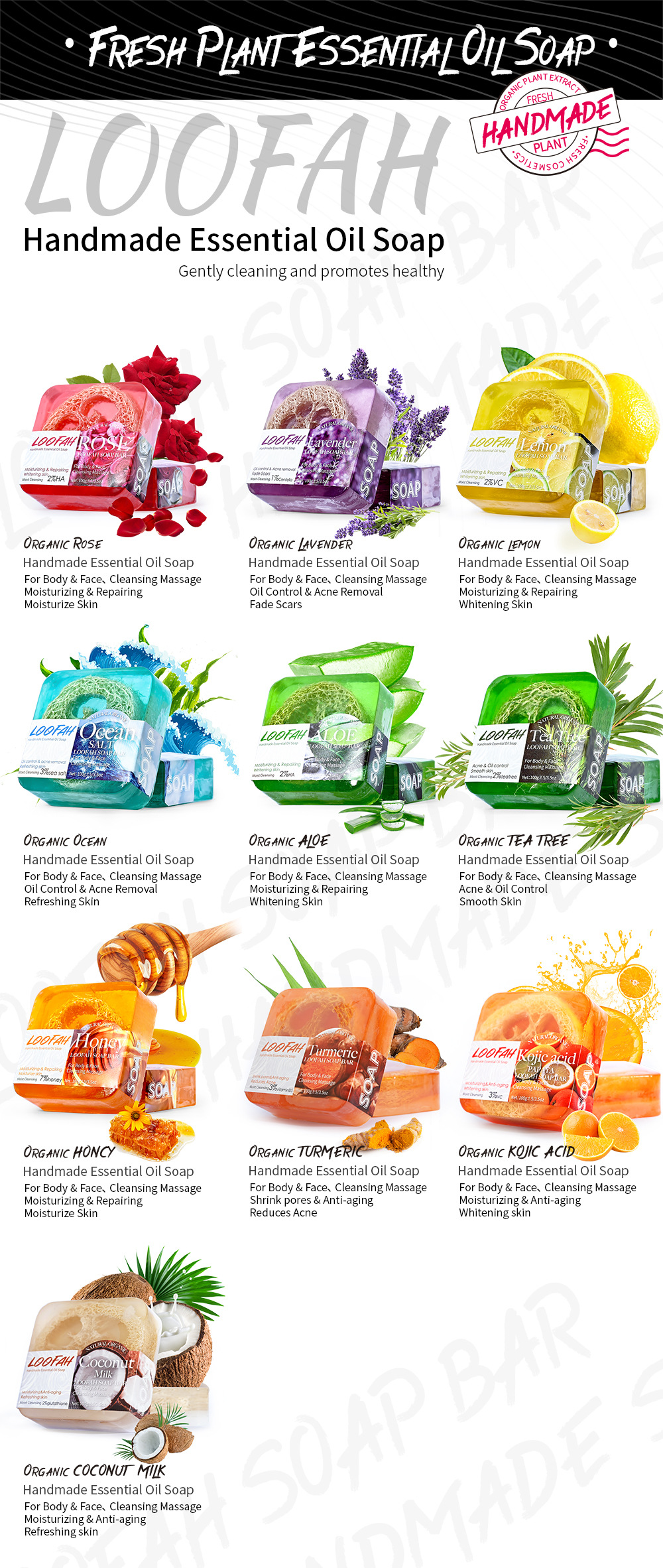 Loofah Aloe Handmade Soap Essential Oil Soap